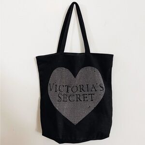 90s Y2K Style Victoria's Secret Black Heart Tote Bag School Casual Chic Travel